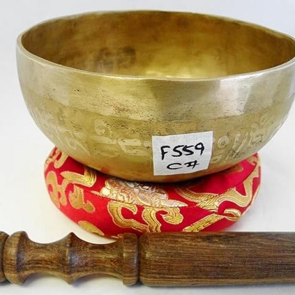 F559 5.75" Energetic Root 'C#' Chakra Healing Hand Hammered Tibetan Singing Bowl Made in Nepal