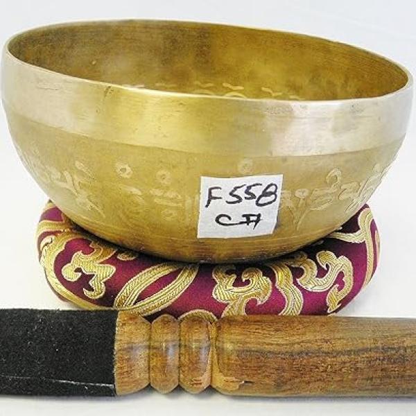 F558 6" Energetic Root 'C#' Chakra Healing Hand Hammered Tibetan Singing Bowl Made in Nepal
