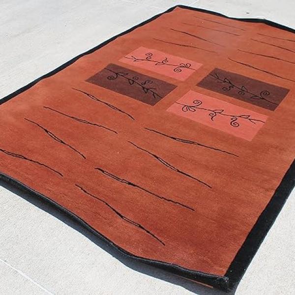 thamelmartUSA R14006Gorgeous Contemporary Design Hand Made Tibetan Woolen Area Rug 6 Feet X 9 Feet Made in Nepal