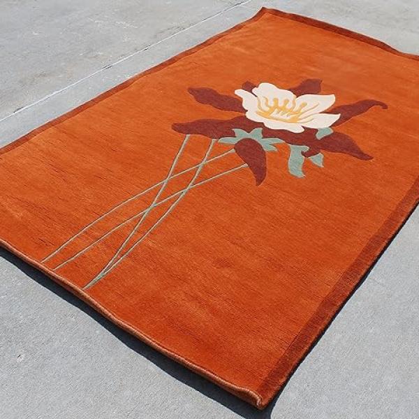 Thamel Mart R7842 Gorgeous Contemporary Tibetan Woolen Area Rug 5' X 8' Handmade in Nepal