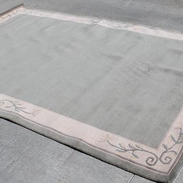 Thamel Mart RSG74 Superb Contemporary Green Tibetan Woolen Area Rug 6.7' X 9.8' Handmade in Nepal