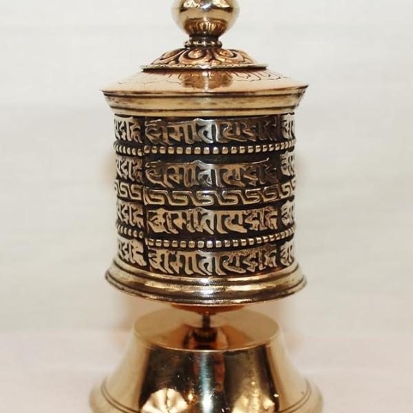 F425 Table Top Very Artistic Stand Tibetan Prayer Wheel"Om Mane Padme Hum" Hand Crafted in Nepal