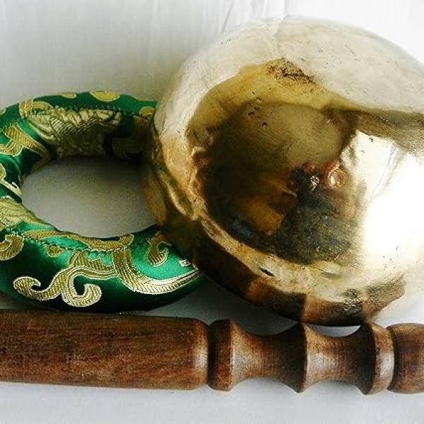 F349 5" Palm Size Energetic Throat 'G' Chakra Healing Tibetan Singing Bowl Made in Nepal