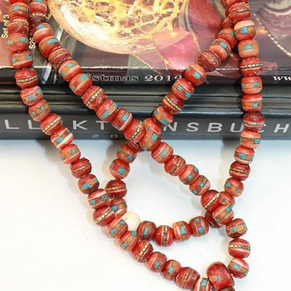 F685 Handmade Tibetan Bone Beads 108 japa mala for Meditation, Yoga 8mm Beads