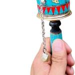 Buddhist Coper & Stone Set Hand-held Prayer Wheel - 8.5 Inch with Authentic Wooden Handle