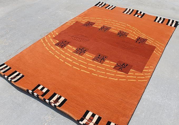 thamelmartUSA R1212 Gorgeous Contemporary Tibetan Woolen Area Rug 5' X 8' Handmade in Nepal