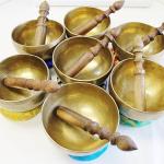 F257S Palm Size 5" Set of 7 Pieces Chakra Healing Tibetan Singing Bowl Made in Nepal