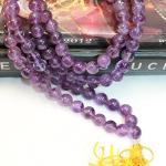 F680 Handmade Tibetan Amethyst Glass Beads 108 Japa Mala for Meditation, Yoga 7mm Beads
