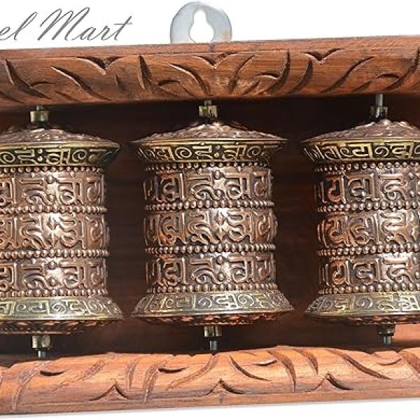 4 Inch Three-in-One Hanging Brass Prayer Wheel