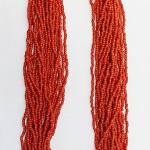 F669 Ethnic Red Glass Beads with Huge Amber Ball Tibetan Gypsy Necklace Hand Crafted in Nepal