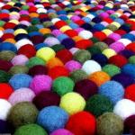 Mimosa 150cm (4'11") Multicolour Felt Ball Rugs - Genuine Nepalese Handmade Area Rugs - Custom Size Rugs are Also Available