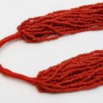 F669 Ethnic Red Glass Beads with Huge Amber Ball Tibetan Gypsy Necklace Hand Crafted in Nepal