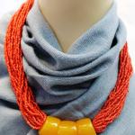 F669 Ethnic Red Glass Beads with Huge Amber Ball Tibetan Gypsy Necklace Hand Crafted in Nepal