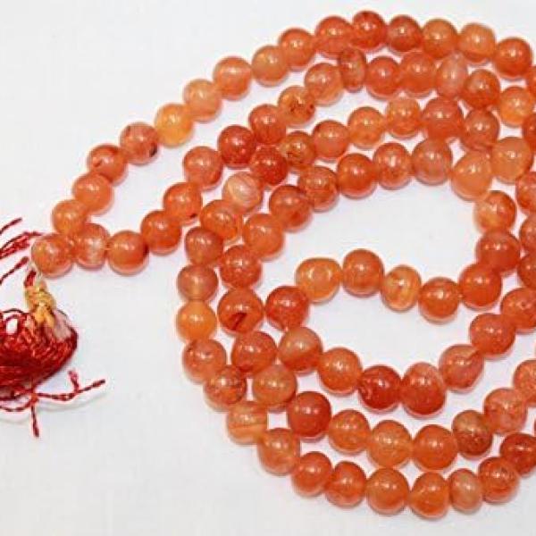 F678 Handmade Tibetan Carnelian Glass Beads 108 japa mala for meditation, yoga 8mm beads