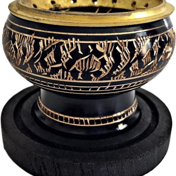 Vedic Mini Decorated Brass Charcoal Screen Incense Burner