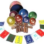 Tibetan Singing Bowl Set of 7, Chakra Colors Decor Himalayan Singing Bowl