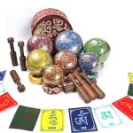 Tibetan Singing Bowl Set of 7, Chakra Colors Decor Himalayan Singing Bowl