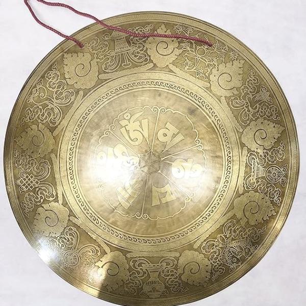 F1054/F609 21.75" Very Artistic Tibetan Temple Disc Gong Hand Made in Nepal