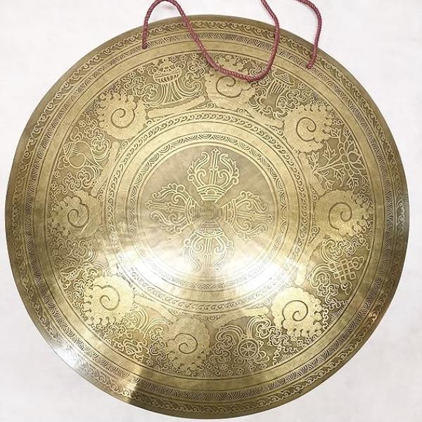 F1055/F606 21.75" Very Artistic Tibetan Temple Disc Gong Hand Made in Nepal