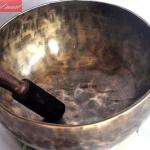Root and Om Chakra C Note Anitque Finished Hand Hammered Tibetan Meditation Singing Bowl