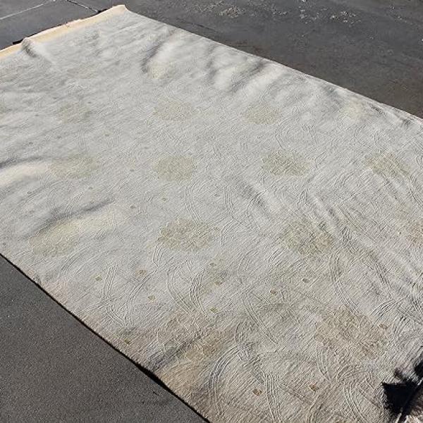 Thamel Mart R2537/021 Exclusive Handmade Neutral Color Tibetan Wool and Silk Area Rug 6' X 9' Handmade in Nepal