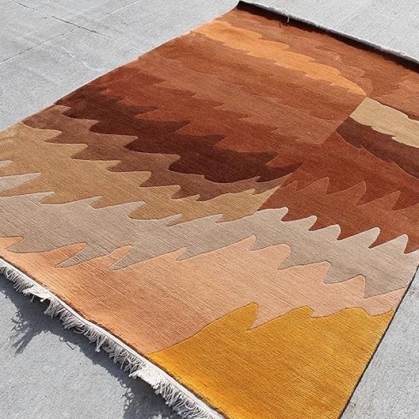 Thamel Mart R4974 Gorgeous Multi-Colored Contemporary Tibetan Woolen Area Rug 5.8 Ft X 7.11 Ft Handmade in Nepal