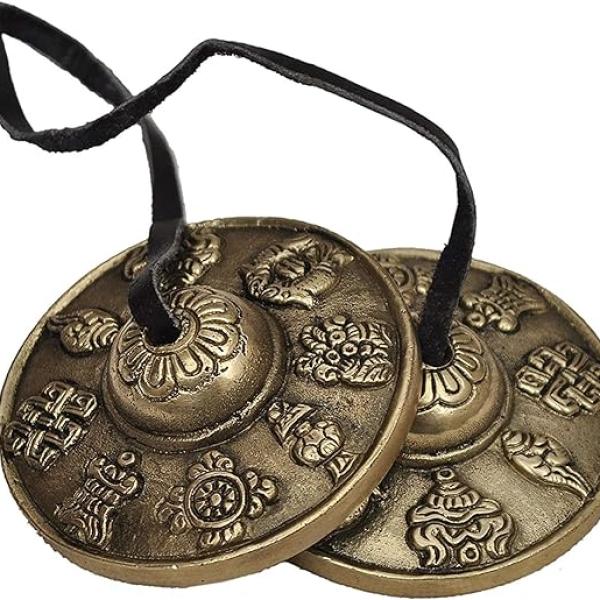Tingsha Tibetan Bell (Chimes) Buddhist Lucky Symbols (Medium)