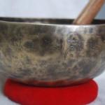 NHH 10 Inches Rare Autique Tibetan Singing Bowl, Beaten Hammered Meditation Singing Bowls, Hand Carving with Cushion & Striker