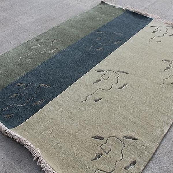 Thamel Mart R16170 One of a Kind Thick Woolen Pile Tibetan Area Rug 5.6' X 7.10' Handmade in Nepal