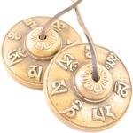 Silver Sky Imports Om Mani Padme Hum Tibetan Gong Tingsha Cymbals - Medium