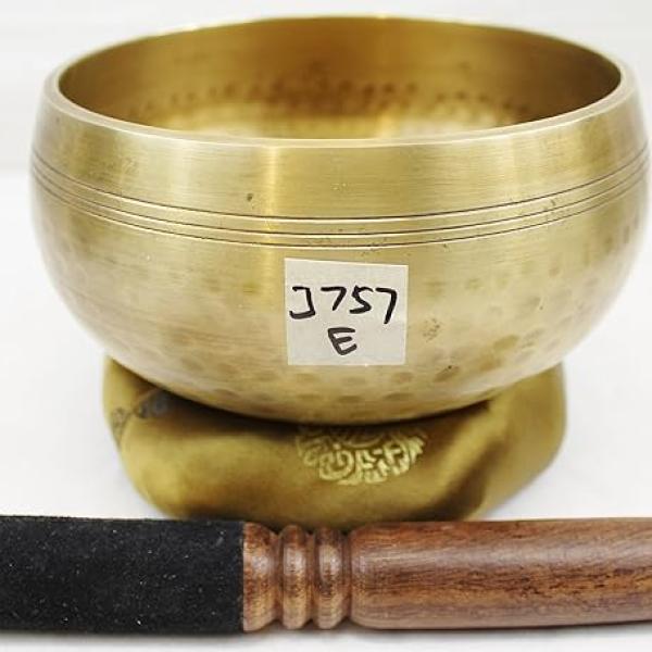 J757-F496 6" Energetic Solar 'E' Chakra Healing Hand Hammered Tibetan Singing Bowl Made in Nepal10