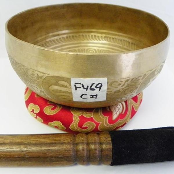 F469 6" Energetic Root 'C#' Chakra Healing Hand Hammered Tibetan Singing Bowl Made in Nepal10