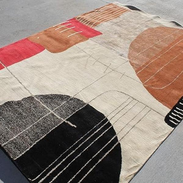 Thamel Mart R9655 Gorgeous All Natural Fibers Multi Color Modern Tibetan Area Rug 6' X 9' Handmade in Nepal