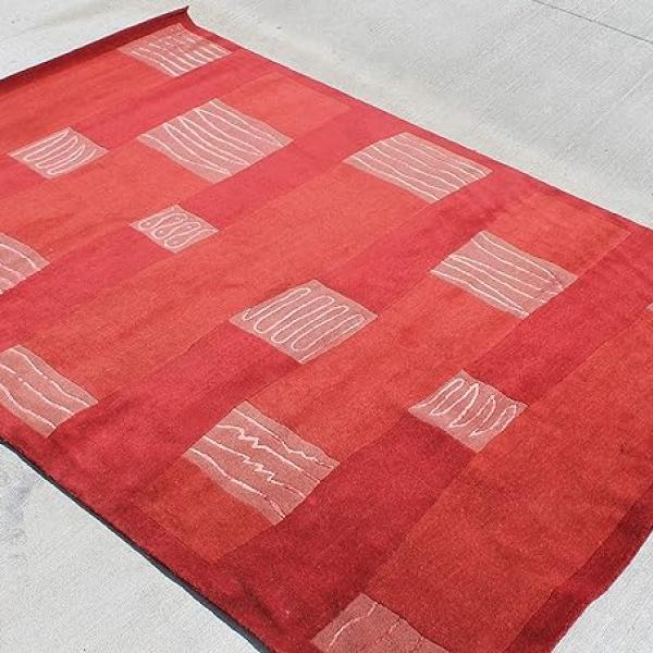 thamelmartUSA R407 Gorgeous Modern Design Hand Made Tibetan Woolen Area Rug 4.7 Ft X 6.7 Ft Made in Nepal