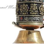 Table Top Copper Brass Tibetan Buddhist 8 Lucky Symbols Prayer Wheel