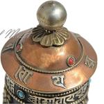 Table Top Copper Brass Tibetan Buddhist 8 Lucky Symbols Prayer Wheel