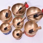 Chakra Healing Tibetan Singing Bowls Set of 7 pieces ~ Hand Hammered Himalayan Meditation Bowls ~ 5"-10" ~ included 7 Mallets, 7 cushions & 1 drum stick. Handmade in Nepal by Thamelmart
