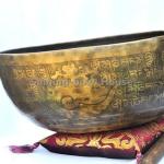 11 Inch Finest Meditation Mantra carved Singing bowl, Etching Tibetan Art Singing Bowl With Drum Stick Cushions and Mallet,Bowls from tibet