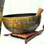 11 Inch Finest Meditation Mantra carved Singing bowl, Etching Tibetan Art Singing Bowl With Drum Stick Cushions and Mallet,Bowls from tibet
