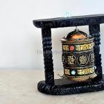 Tibetan Wood Copper Om Mani Padme Hum Wall Hanging Prayer Wheel-8 Auspicious symbols