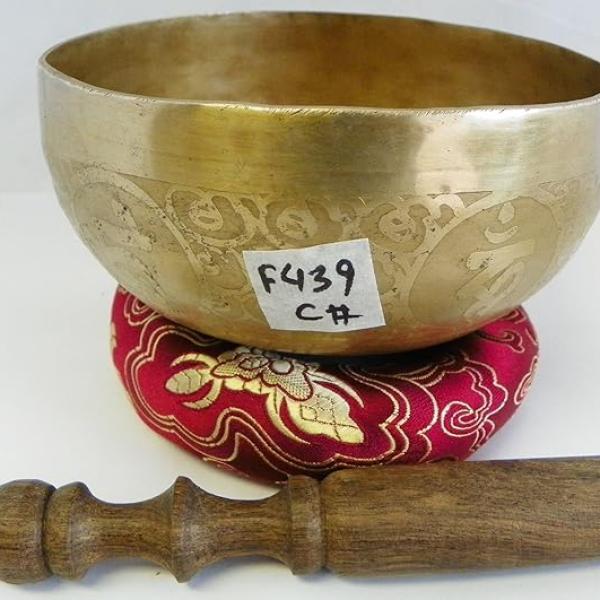 F439 6" Energetic Root 'C#' Chakra Healing Hand Hammered Tibetan Singing Bowl Made in Nepal10