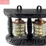 WALL HANGING TIBETAN PRAYER WHEEL - 2 IN 1 WOODEN HANDCARVED FROM NEPAL