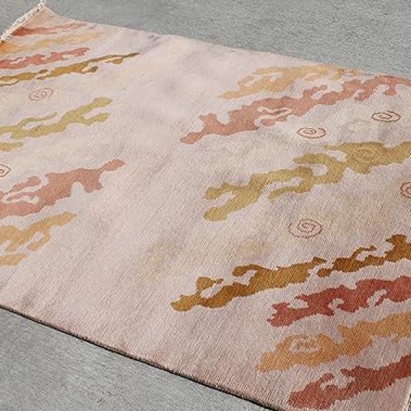 bowlsofnepal RSG4742 Gorgeous Modern Design Hand Made Tibetan Woolen Area Rug 4.7 Ft X 6.7 Ft Made in Nepal