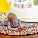 Happy As Larry Original Multicolor Felt Ball Rug - Handmade in Nepal (4'11" (150cm))