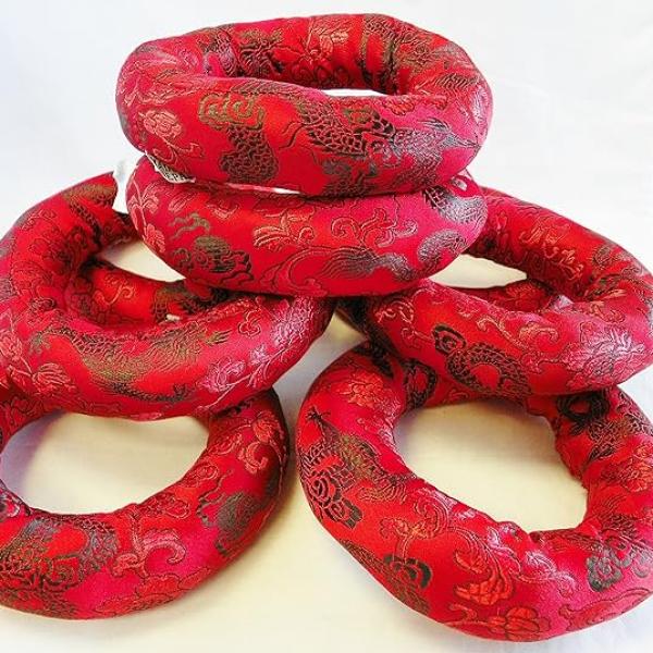 Thamel Mart USA F697 Silk Brocade Cushion Pillow for Tibetan Singing Bowl Handmade in Nepal