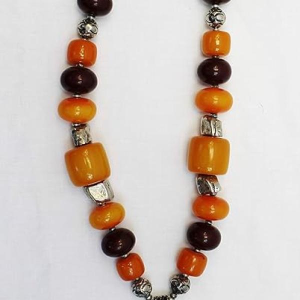 F666 Ethnic Huge Colorful Beads Tibetan Gypsy Necklace Hand Crafted in Nepal