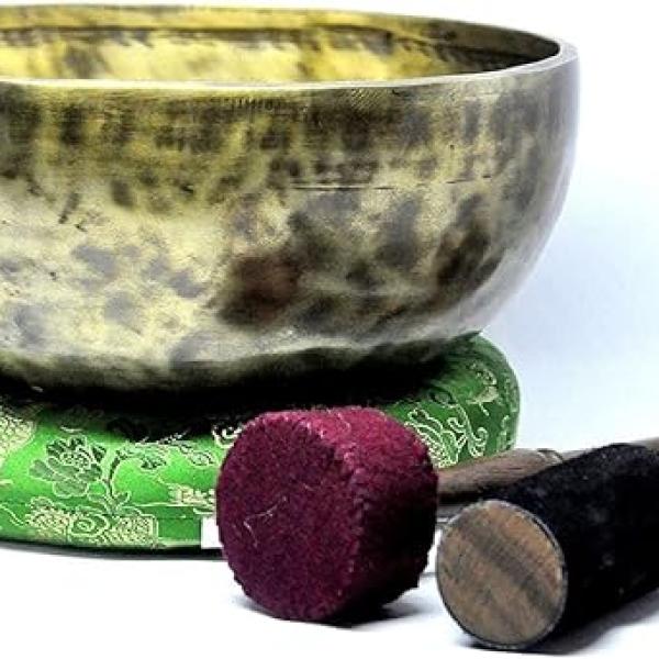 10-Inch Handmade Tibetian Singing Bowl -Tiger Eye Antique Finished