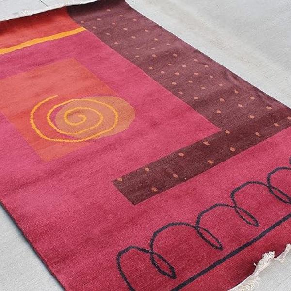 RSG4725/1428 Gorgeous Modern Design Hand Made Tibetan Woolen Area Rug 4.6 Ft X 6.7 Ft Made in Nepal