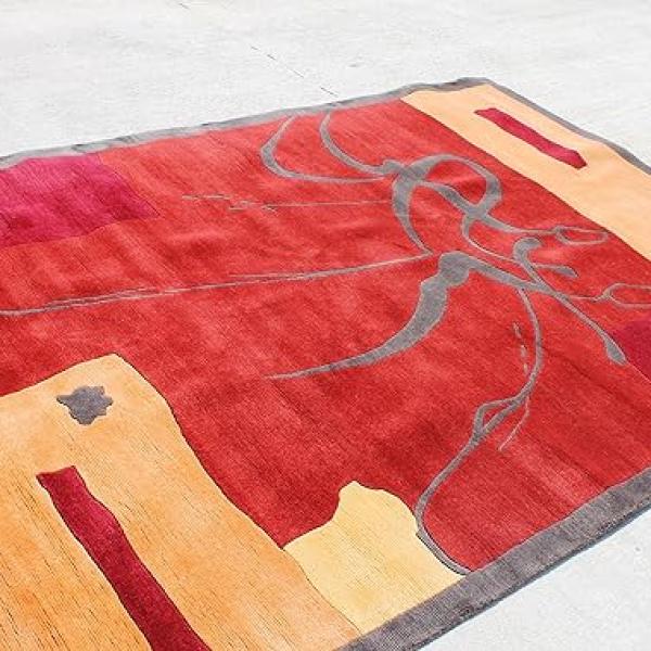 R17546 Gorgeous Dancing Design Hand Made Tibetan Woolen Area Rug 6 Ft X 9 Ft Made in Nepal