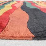 RSG14098 Gorgeous Multicolored Bold Stripped Hand Made Tibetan Woolen Area Rug 5' x 8' Made in Nepal